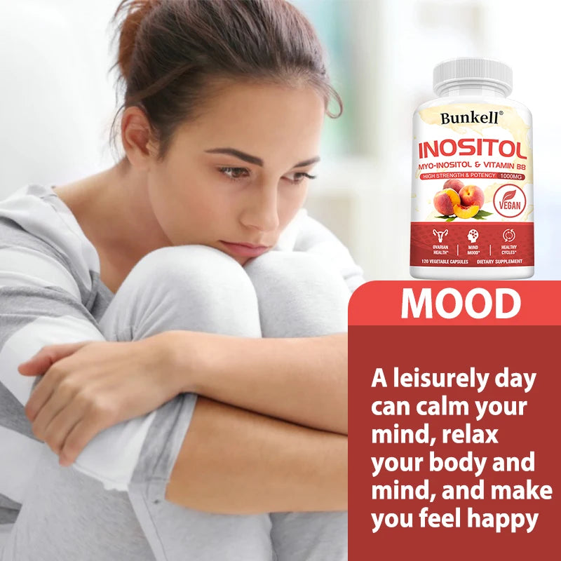 Inositol 1000mg Capsules - Fat Metabolism, Liver Health, Ovarian, Immune System Support, Skin Balance & Hair Growth Supplement