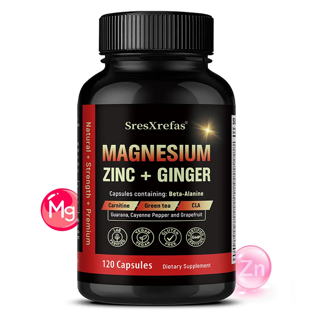 Magnesium + Carnitine + Zinc Capsules - Vitamin B Complex, Supports energy health, Improves muscle strength, Balances metabolism
