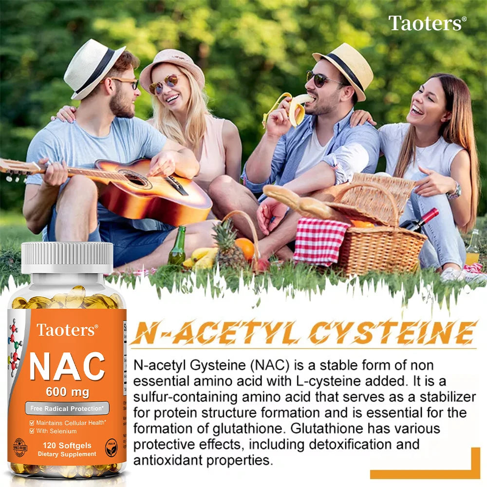 NAC N-Acetyl Cysteine Capsules Immune, Respiratory Health Antioxidant Supplements Non-GMO, Gluten-Free