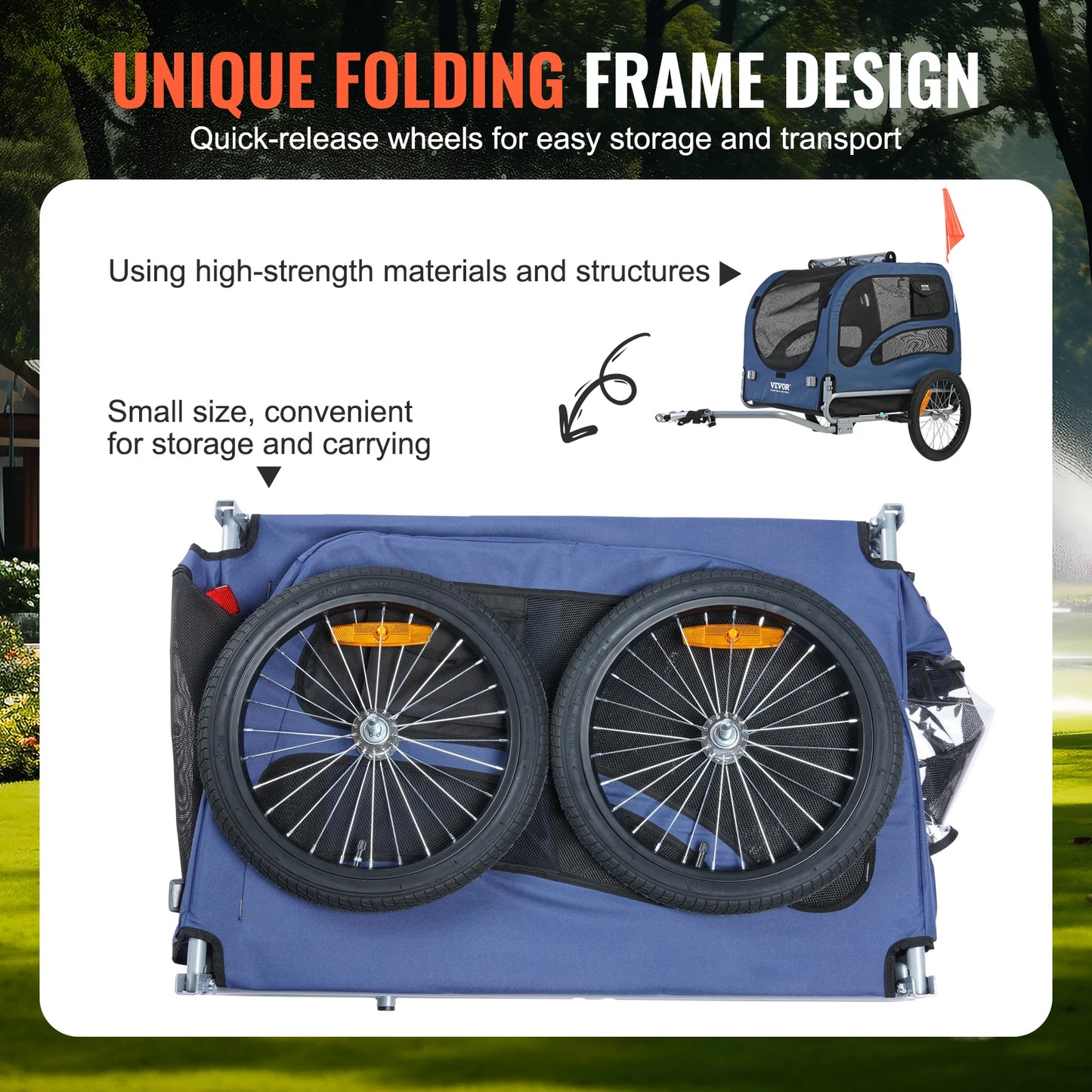 Pet Cart Bicycle Carrier Dog Bike Trailer With Reflectors Collapsible