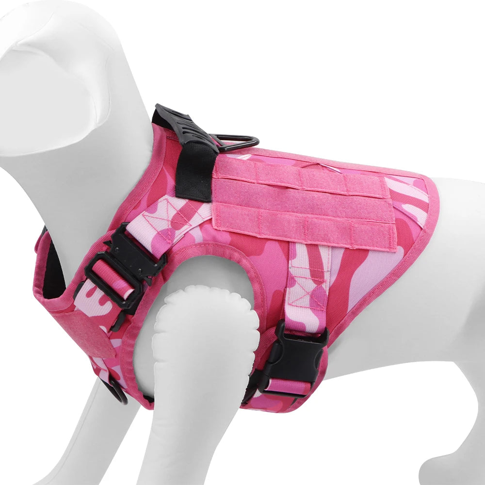 Camouflage Dog Harness Tactical Adjustable Leash For Large German Shepherds