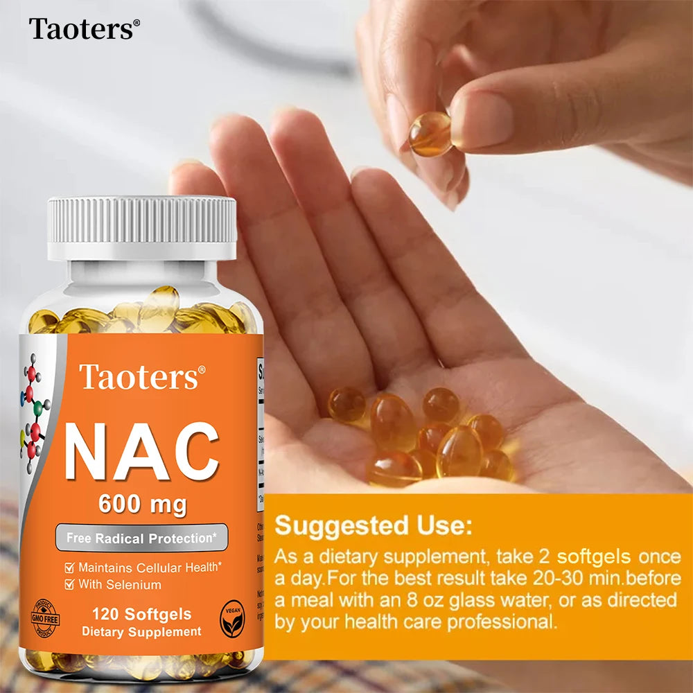 NAC N-Acetyl Cysteine Capsules Immune, Respiratory Health Antioxidant Supplements Non-GMO, Gluten-Free