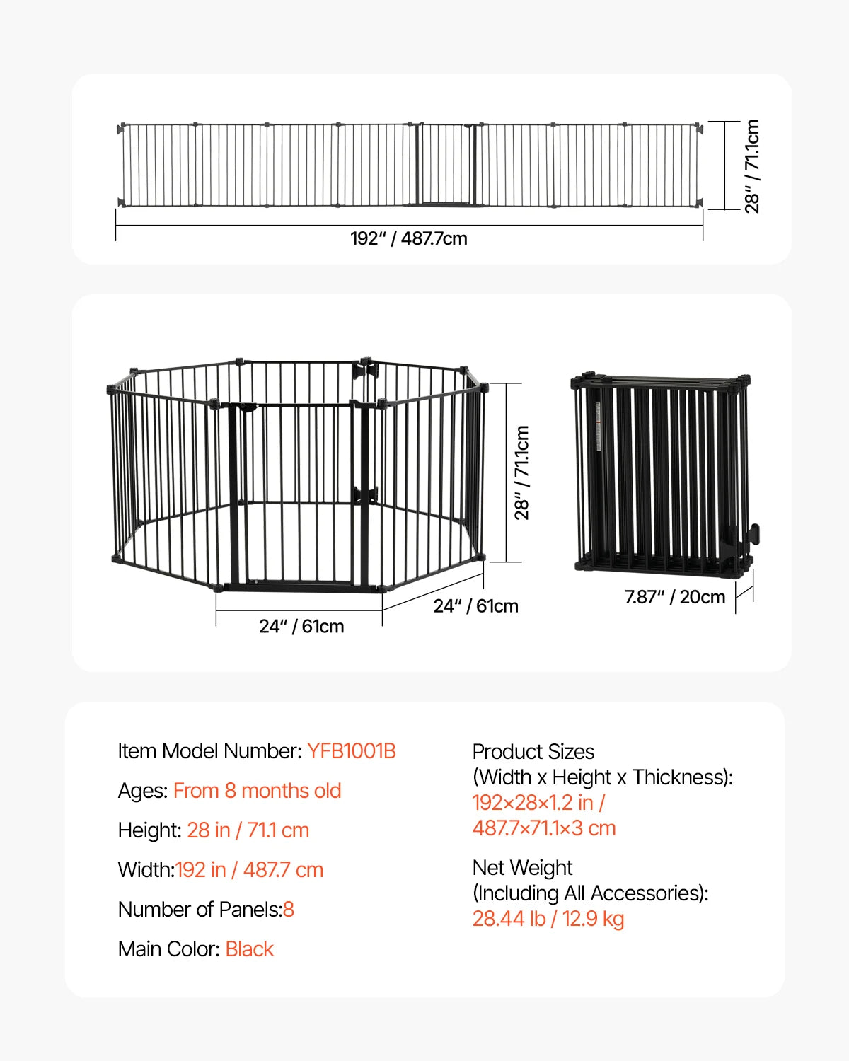 SucceBuy Baby Gate Walk-Through Pressure Mount for Pets and Kids