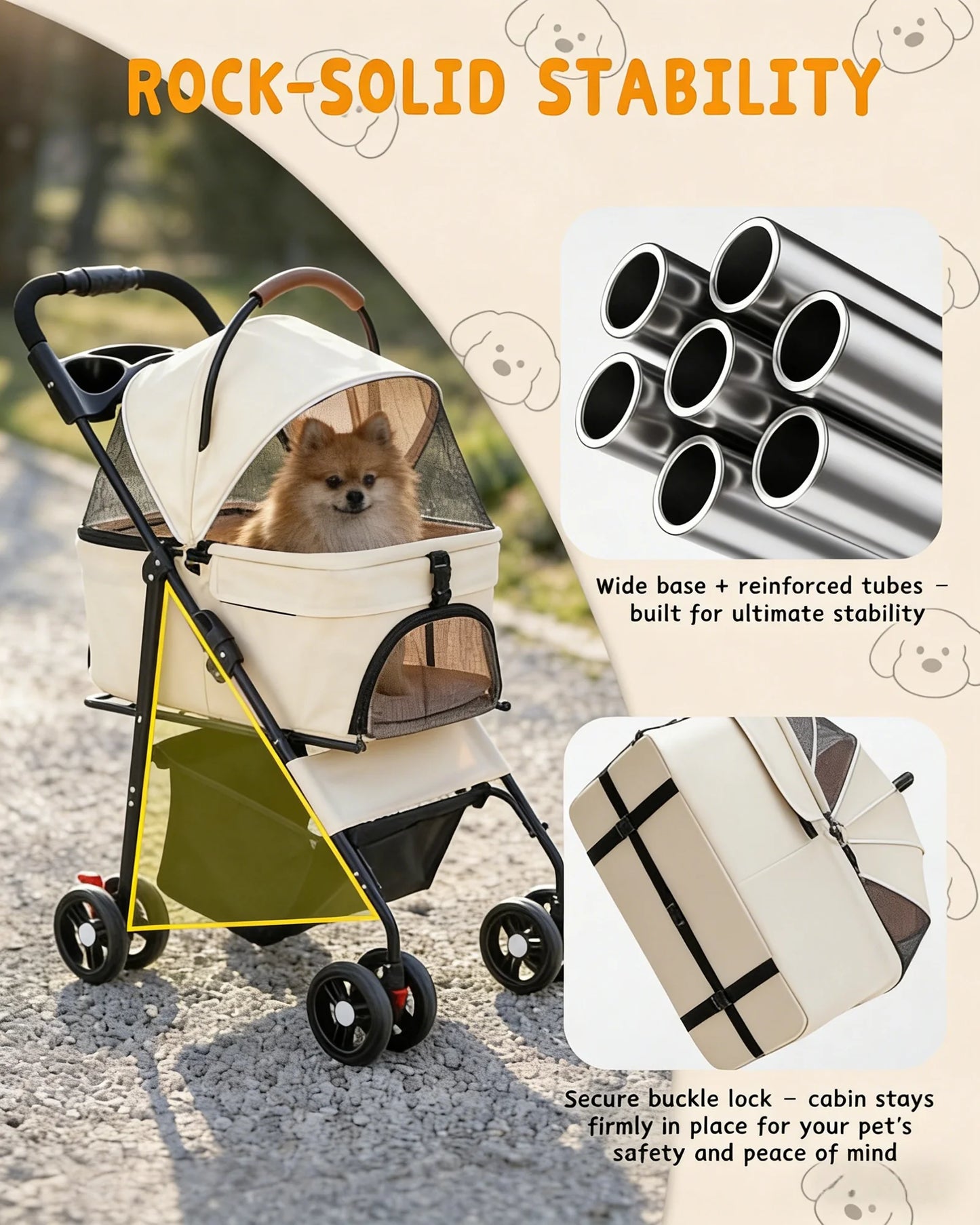 Cabusatly 2in1 Pet Stroller For Small Dogs And Cats