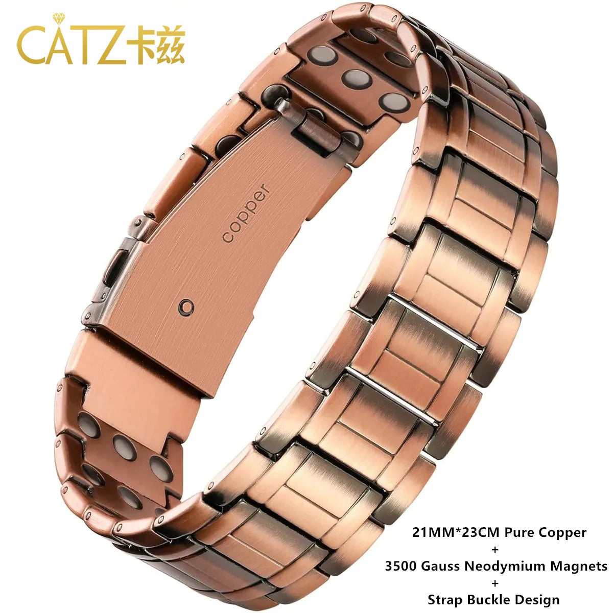 Premium Copper Bracelet for Men  Health with Grid Pattern Design Magnetic Wristband Jewelry Gifts