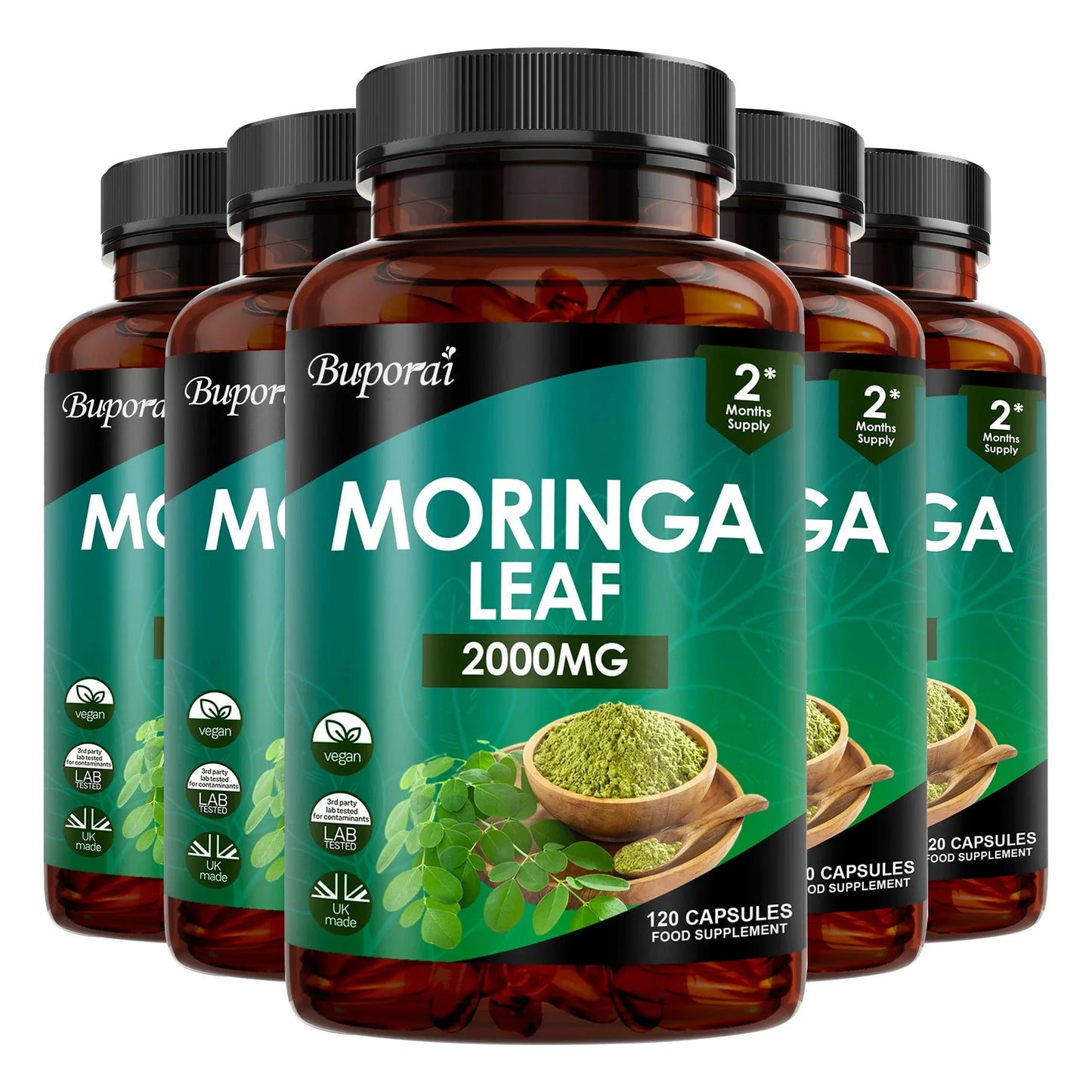 Moringa Leaf Capsules - Supports Digestive and Intestinal Health, Antioxidants, Nourishes Skin, Improves Energy Levels