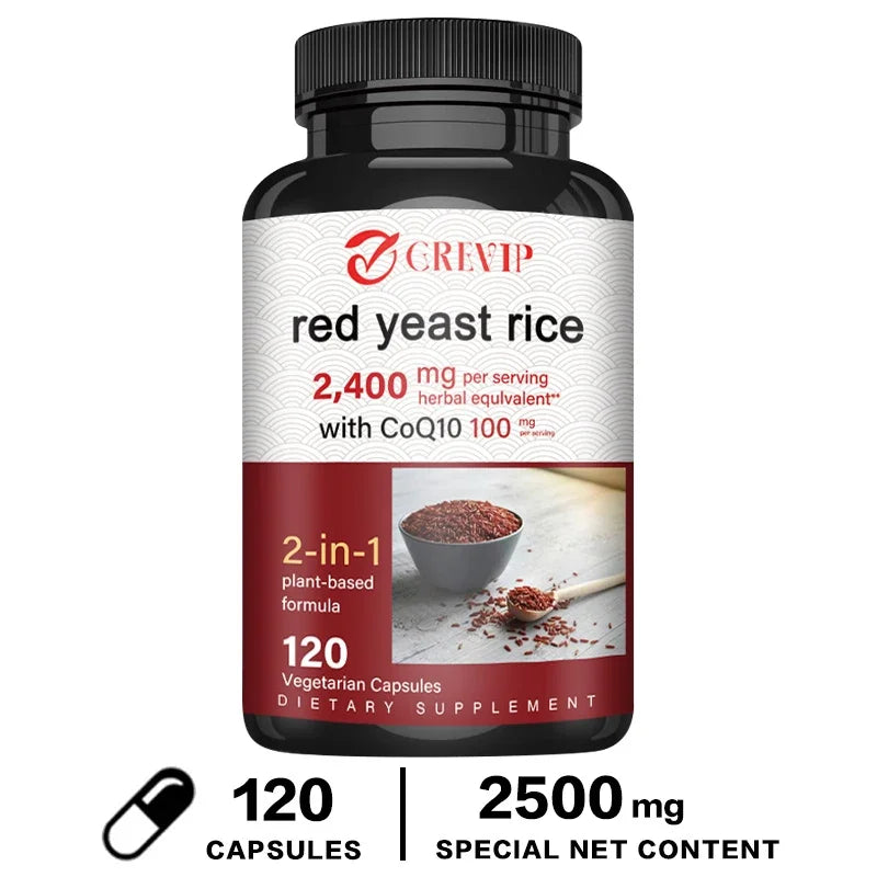 Red Yeast Rice Capsules - Benefits Cardiovascular Blood Circulation, Heart Health and Energy ProductionSupplements