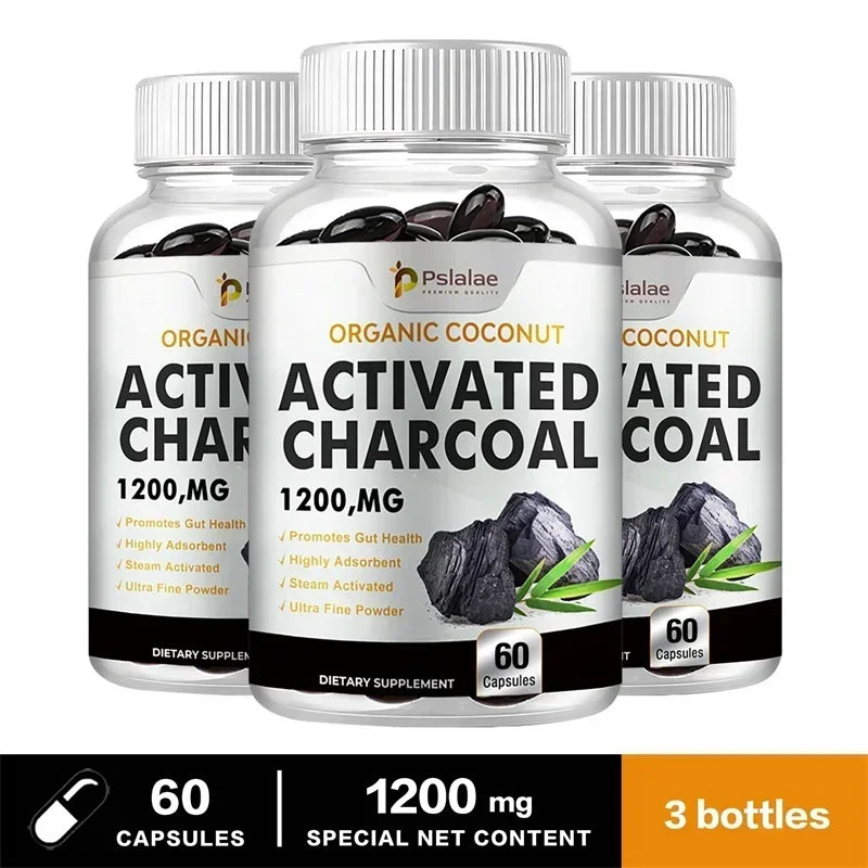 Activated Charcoal Capsules 1200 Mg - Supports Intestinal Health, Digestive Health, Relieves Bloating, and Improves Immunity