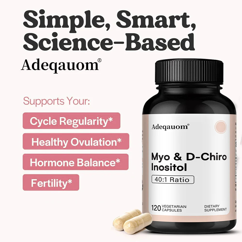 Myo-Inositol & D-Chiro Inositol Capsules - Supports Women’s Hormone Balance, Ovarian Health, Fertility & Cycle Wellness
