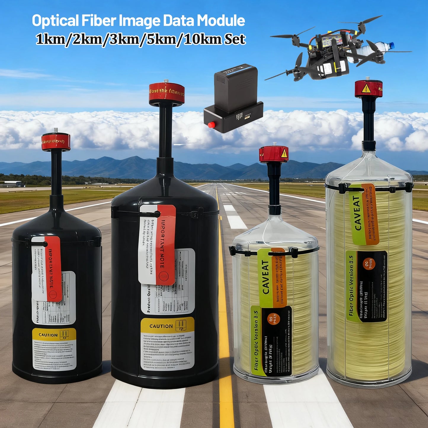 FPV Drone Optical Fiber Image Data Module 1km/2km/3km/5km/10km Anti-interference Relay Extender Optical Link Sky Up to 20km