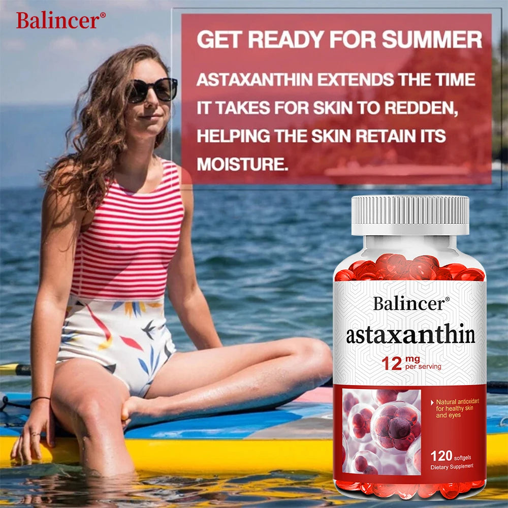 Natural Astaxanthin 12 Mg - Supports Eye, Skin, Joint, Heart and Immune Health, Antioxidant, Non-GMO, 120 Capsules