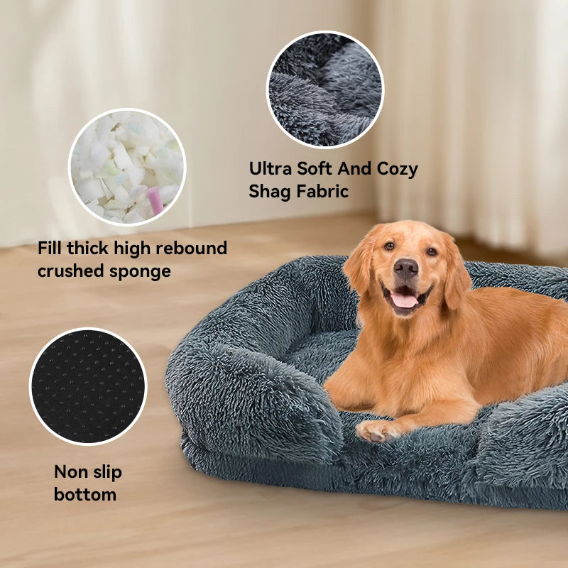 Orthopedic Dog Bed For Large Dogs With Egg Crate Foam And Washable Plush Cover