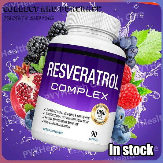 Resveratrol Supplement 1800 Mg Antioxidant Complex for Healthy Aging,Health Support, Immune System, for Men Women, 90 Capsules