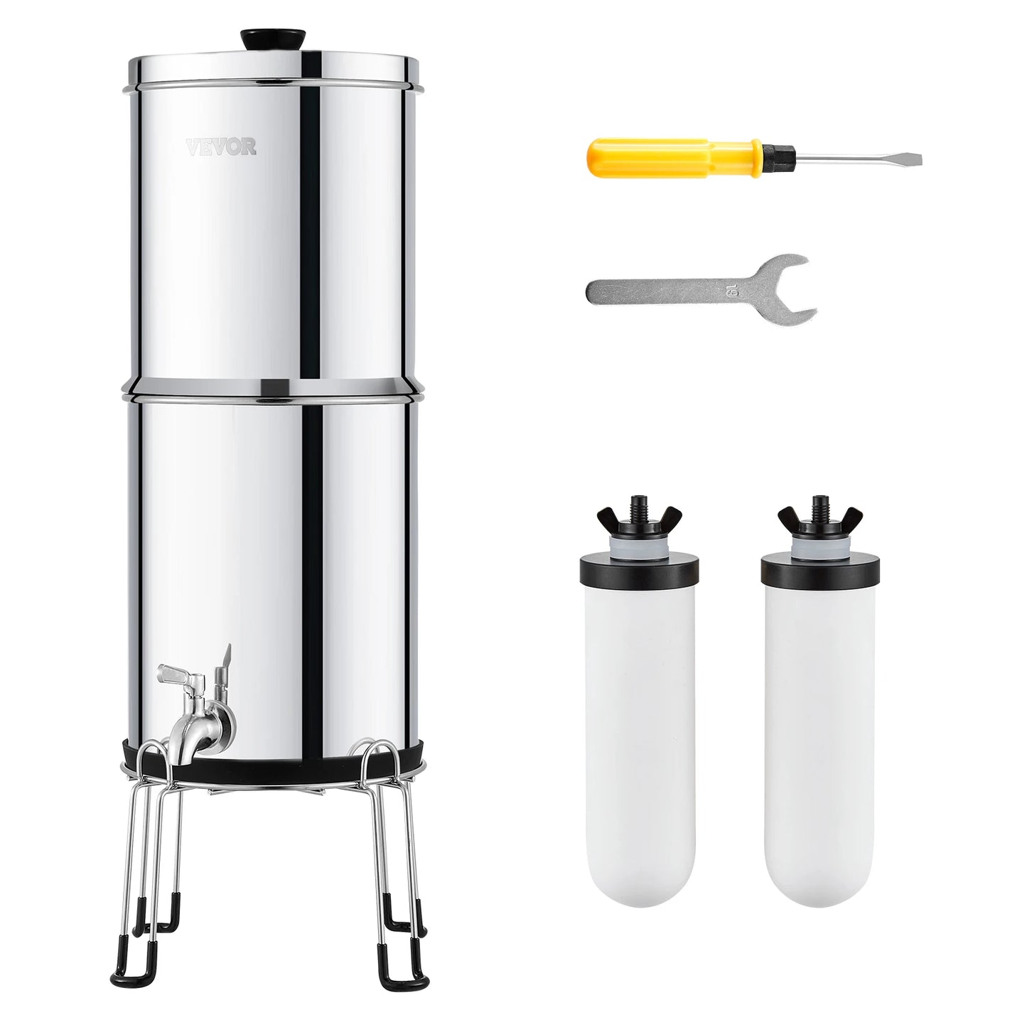 Gravity Fed Water Filter System 304 Stainless Steel Countertop