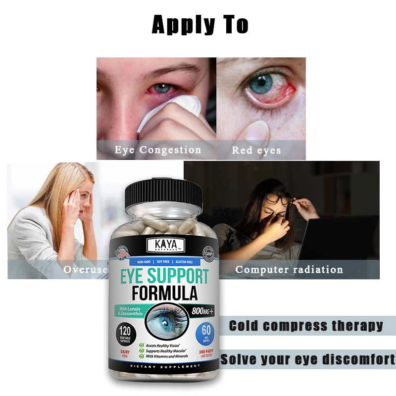Eye Support Capsules, Lutein, Bilberry - Improve Vision Health, Macula, Healthy Macula, Blue Light & Eye Fatigue Relief