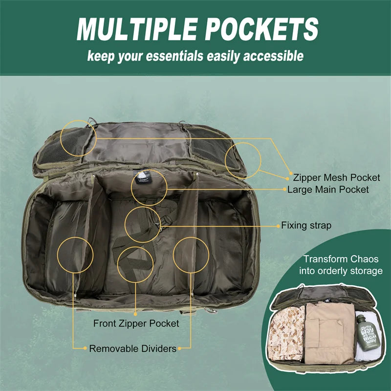 LQARMY Outdoor Mountaineering Bag Molle Tactical Backpack Hiking Camping Travel