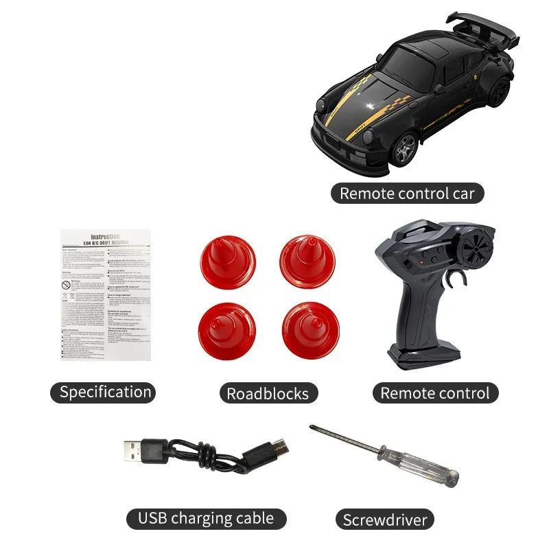 TEMIKIDS 1/64 2.4G High Speed Drift Rc Car 4WD Remote Control Car Four Wheel Drive Radio Controlled Mini RTR Racing Model Boy To