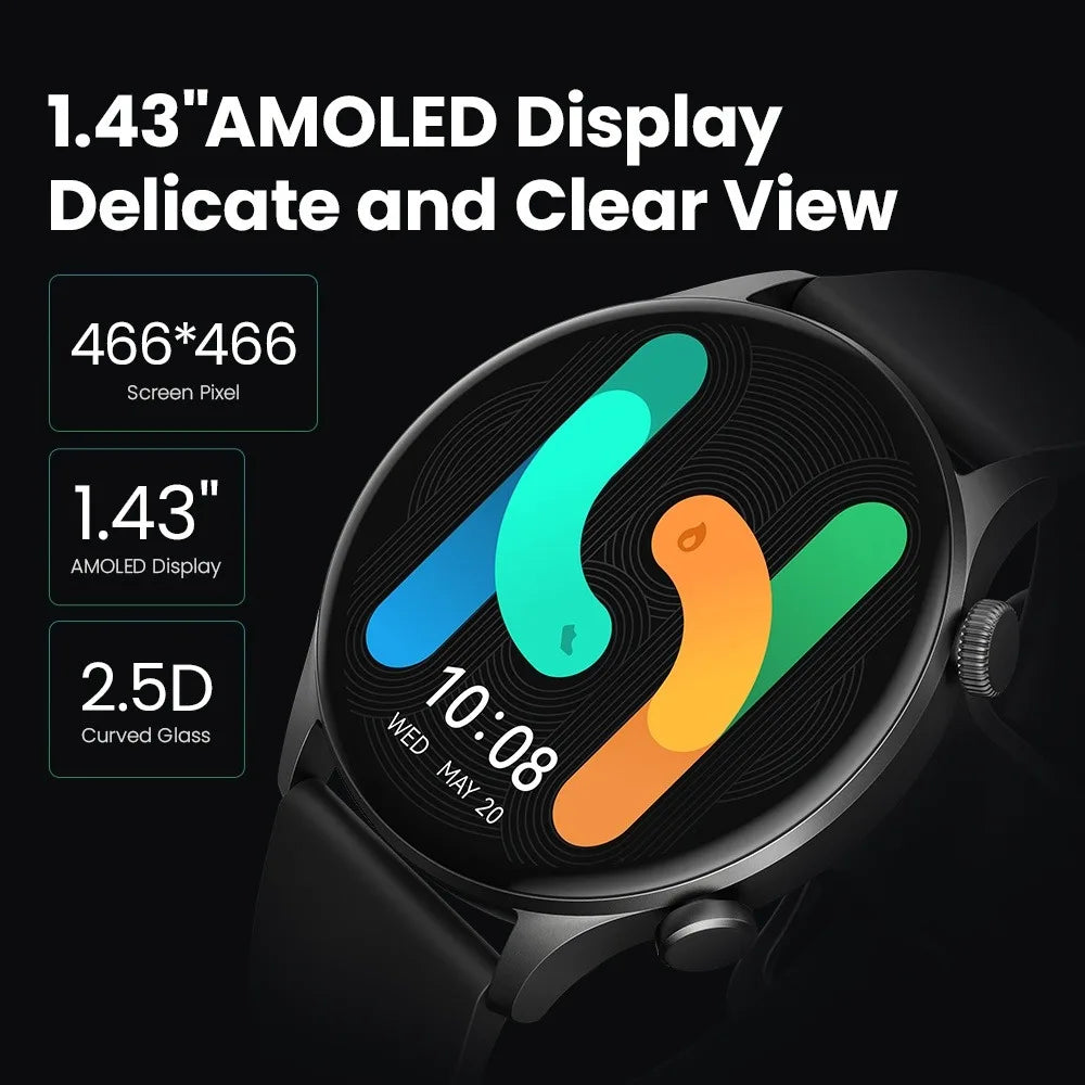 HAYLOU Solar Plus Smart Watch 1.43"AMOLED Display Bluetooth Phone Call Smartwatch Health Monitor IP68 Waterproof Sport Watch