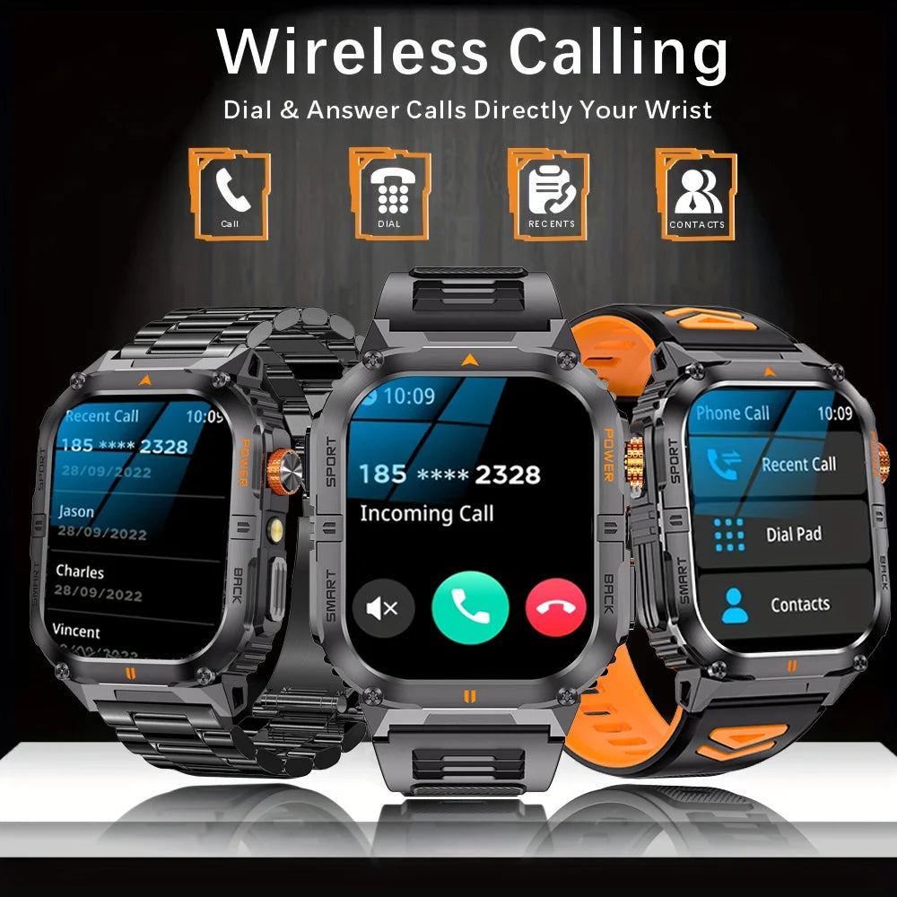 Outdoor Sport Smart Watch 2.00" 3ATM Waterproof LED Flashlight Answer Call 1000mAH Big Battery Health Fitness Tracker Smartwatch