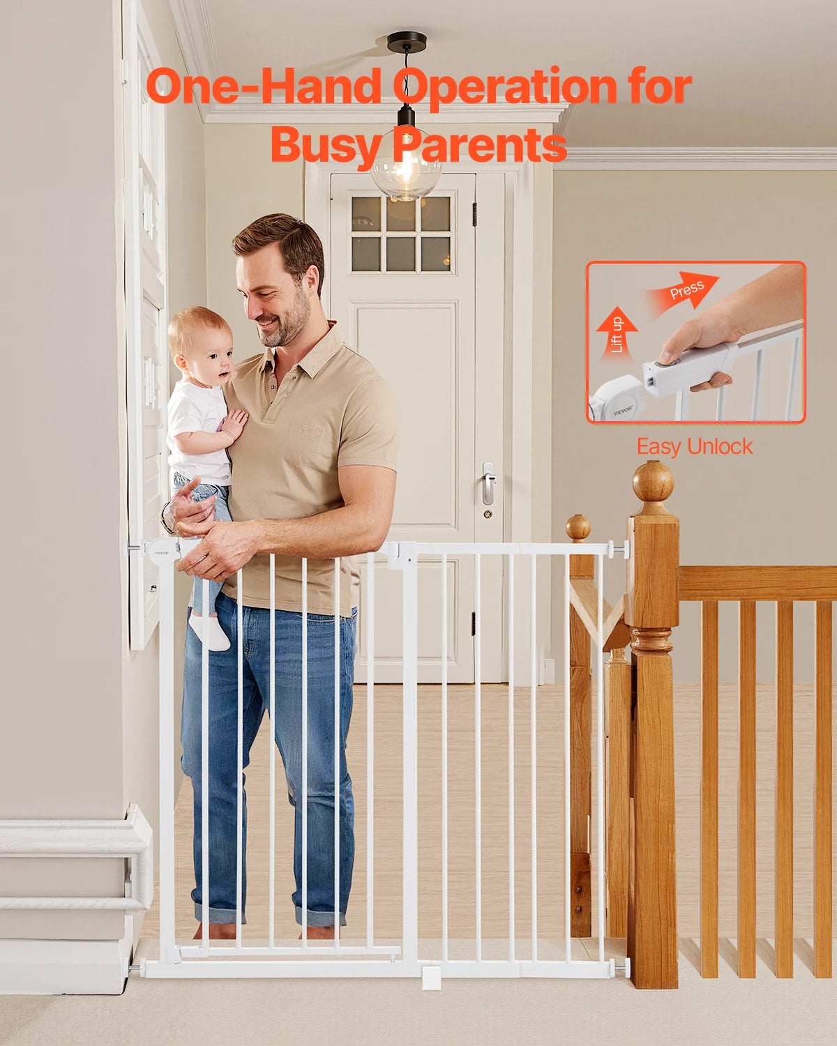 SucceBuy Baby Gate Walk-Through Pressure Mount for Pets and Kids