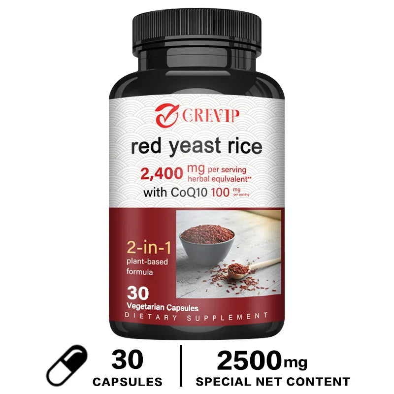 Red Yeast Rice Capsules - Benefits Cardiovascular Blood Circulation, Heart Health and Energy ProductionSupplements