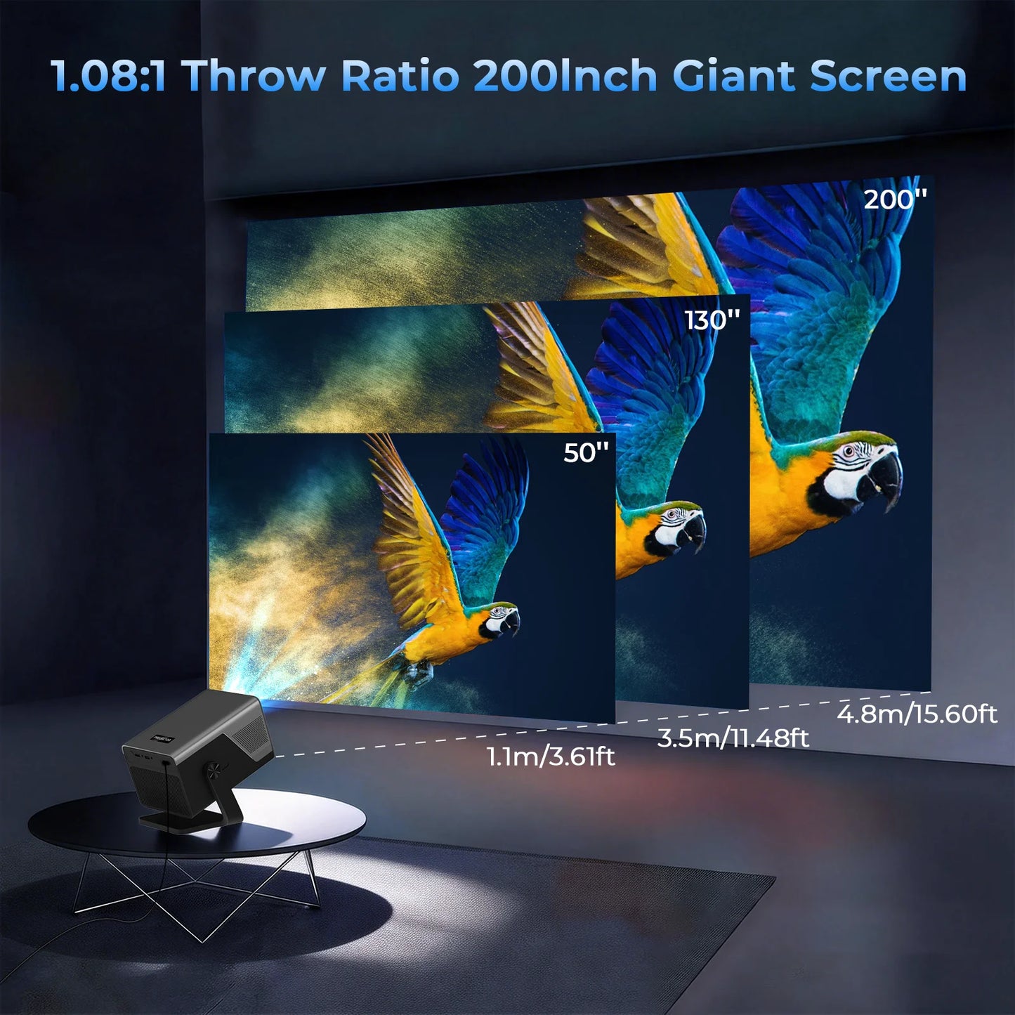 LynCast 8K Supported Home Theater Projector With 1080P Auto Focus Android 14