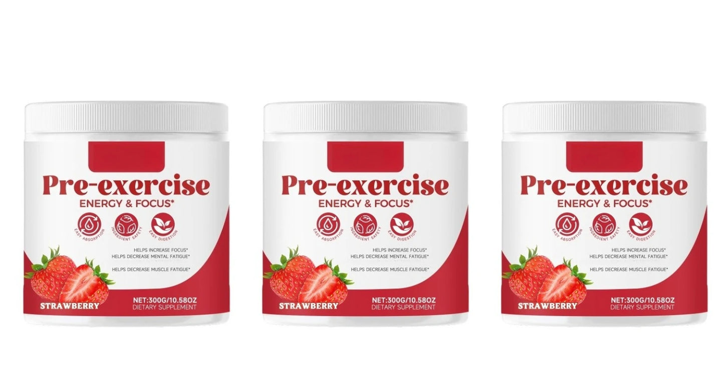 Pre-Workout Powder Energy and Focus Support Support Muscle Recovery Strawberry Flavor Daily Health Care 300g