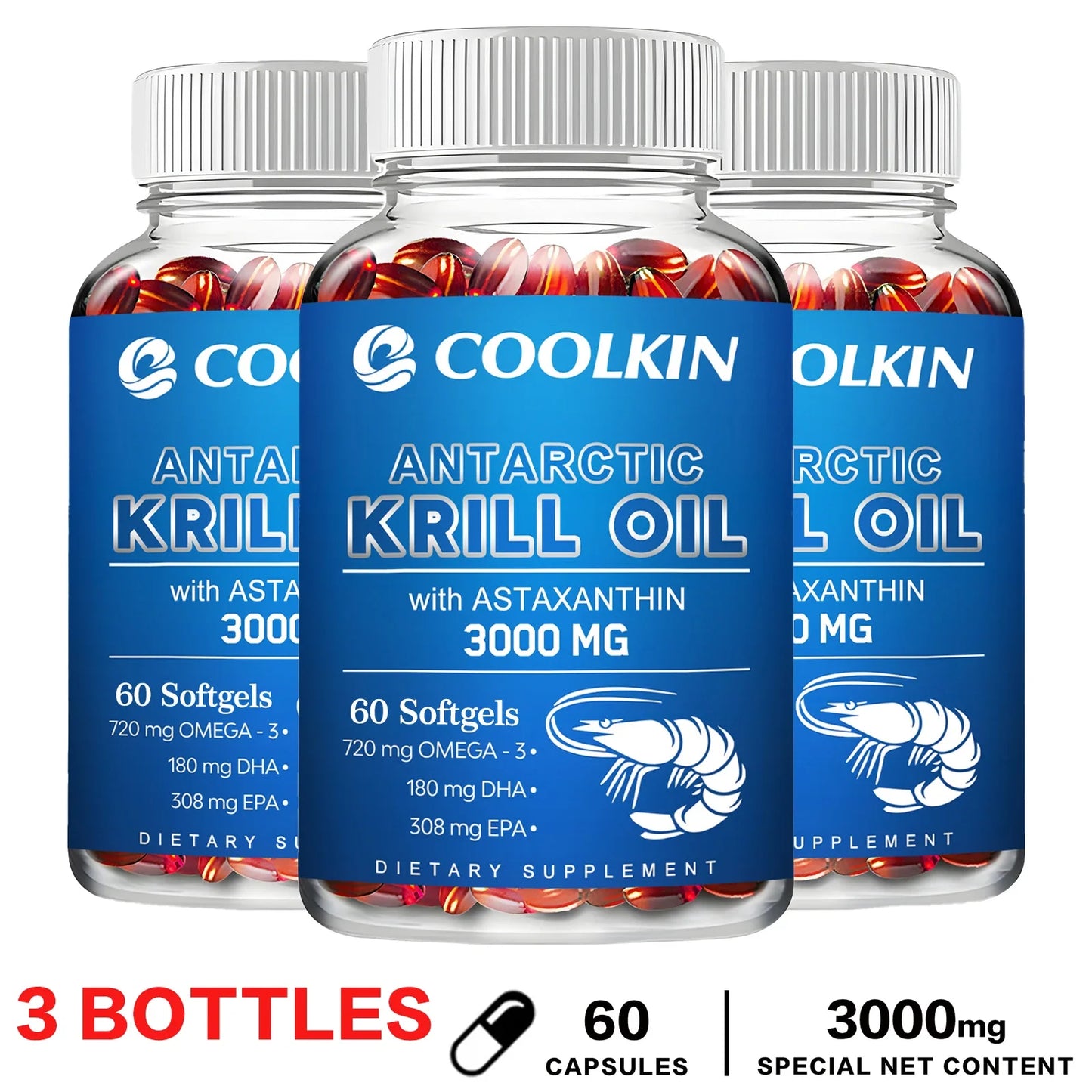Antarctic Krill Oil Supplement - Promotes Skin, Bone and Joint Health and Supports Blood Flow