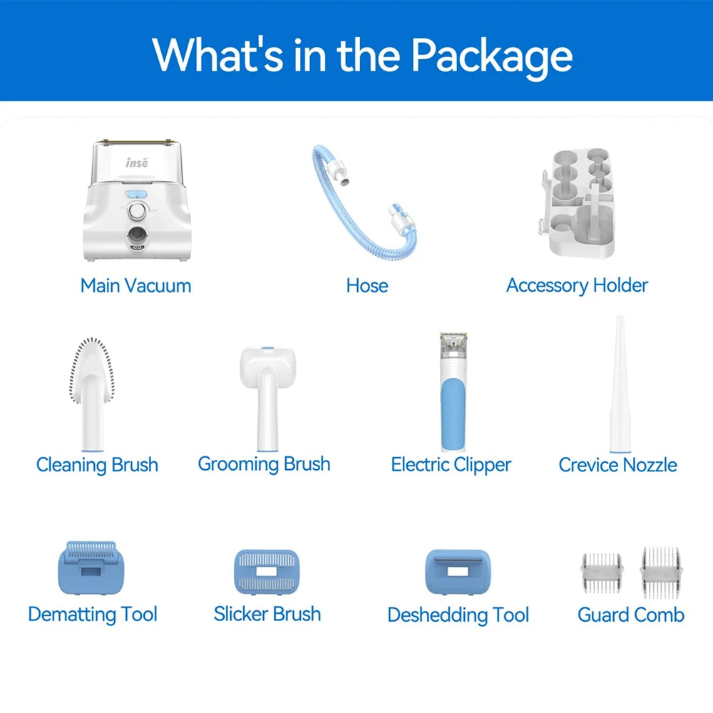 INSE P30 Pet Grooming Vacuum Ultra Quiet Hair Clipper Kit