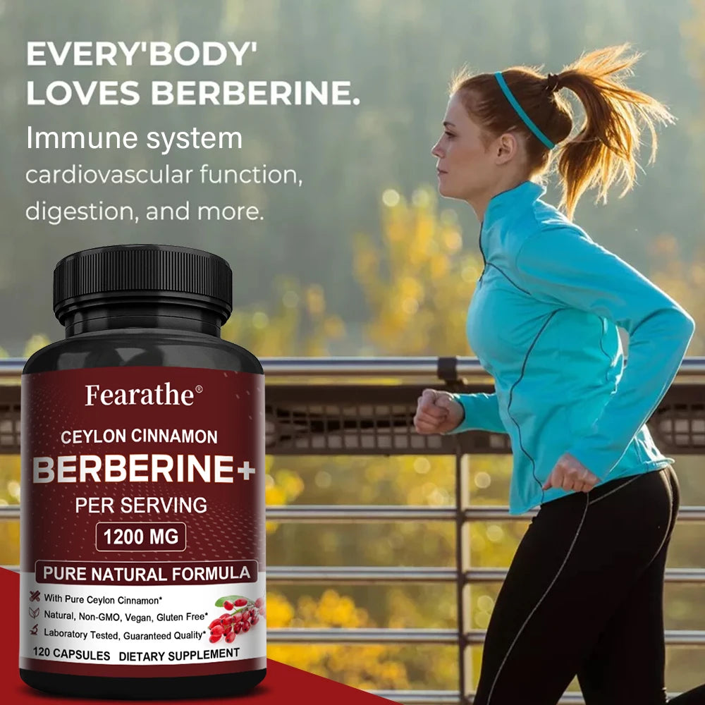 Berberine HCI & Ceylon Cinnamon Capsules, Support Cardiovascular, Gastrointestinal, Liver, Immune Health & Metabolic Balance