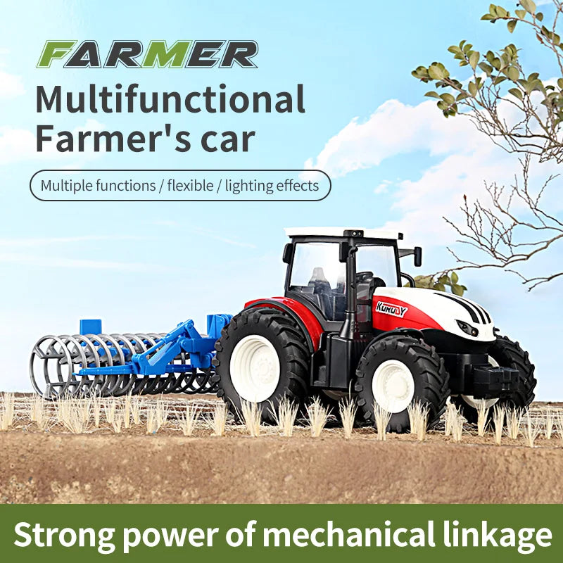 2.4G RC Farm Tractors Car 1/24 Radio Controlled Cars and Trucks with Light Simulated Engineering Truck Model Toys for Children