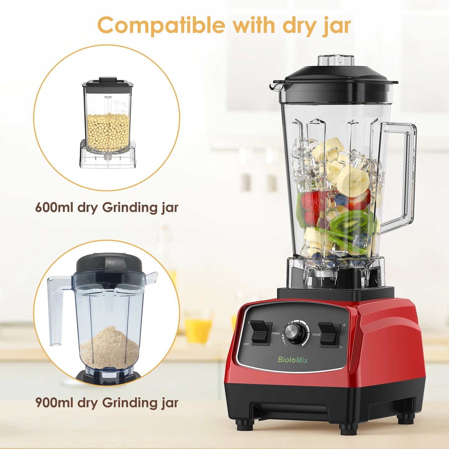 Biolomix BPA Free 2200W Heavy Duty Blender Mixer Juicer Food Processor