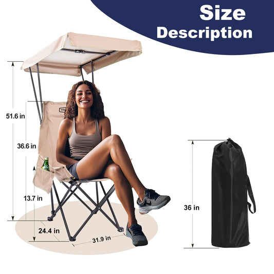 GERC Foldable Lightweight Oversized Camping Chair With Shade Canopy