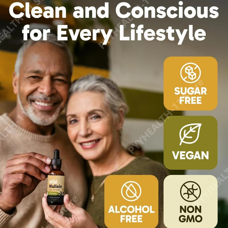 Mullein Drops with Ginger & Lemon for Lung Cleanse and Detox Mullein Leaf Extract for Respiratory Lung Health Detox 60ml