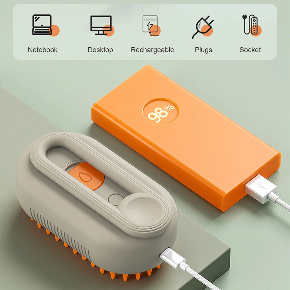 3 In 1 USB Rechargeable Pet Grooming Brush With WaterSpray