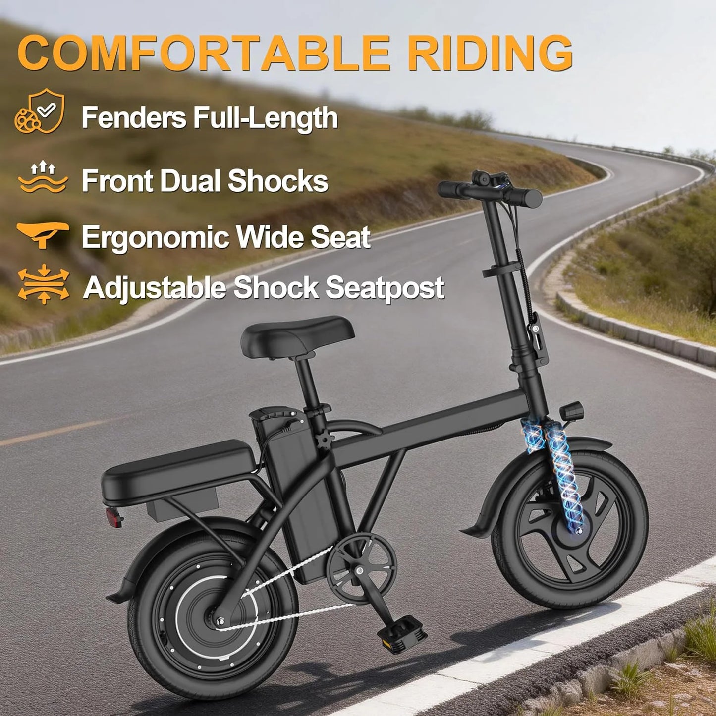 Ladped Foldable Electric Bike 500W 48V Two Seat 22 MPH E Bike